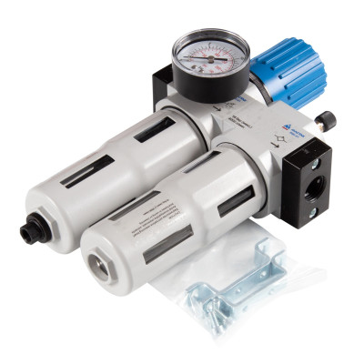 МАСТАК Фильтр влагоотделитель с редуктором и лубрикатор 1/2", с манометром МАСТАК Фильтр влагоотделитель с редуктором и лубрикатор 1/2", с манометром