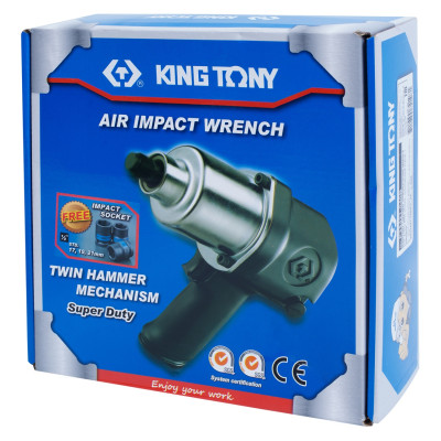 KING TONY Гайковерт пневматический ударный 1/2", 678 Hм, в комплекте 3 торцевые головки KING TONY Гайковерт пневматический ударный 1/2", 678 Hм, в комплекте 3 торцевые головки
