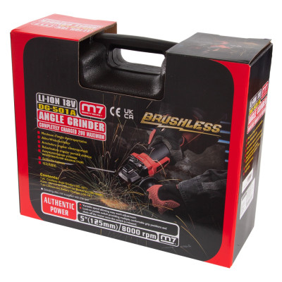 MIGHTY SEVEN Шлифмашина угловая (УШМ), 125 мм, 18 В, аккумуляторная, кейс MIGHTY SEVEN Шлифмашина угловая (УШМ), 125 мм, 18 В, аккумуляторная, кейс