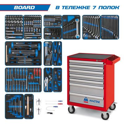 Набор инструментов "BOARD" в красной тележке, 325 предметов KING TONY 934-325AMR Набор инструментов "BOARD" в красной тележке, 325 предметов KING TONY 934-325AMR