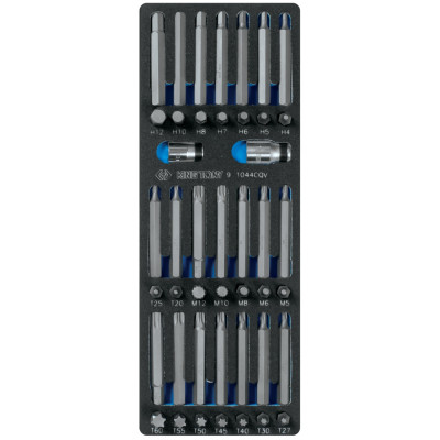 Набор вставок (бит) 10 мм, Torx, Spline, Hex, ложемент, 44 предмета KING TONY 9-1044CQV Набор вставок (бит) 10 мм, Torx, Spline, Hex, ложемент, 44 предмета KING TONY 9-1044CQV