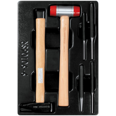 Набор выколоток и керн с молотками, ложемент, 6 предметов KING TONY 9-90106SR Набор выколоток и керн с молотками, ложемент, 6 предметов KING TONY 9-90106SR