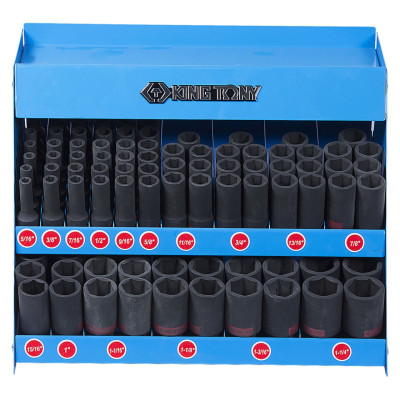 Стенд с ударными глубокими торцевыми головками 1/2", 5/16"-1&1/4", серия 4435S, 110 предметов KING TONY 4466SP Стенд с ударными глубокими торцевыми головками 1/2", 5/16"-1&1/4", серия 4435S, 110 предметов KING TONY 4466SP