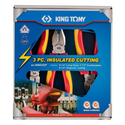 KING TONY Набор пассатижей и бокорезов, диэлектрических, 3 предмета KING TONY Набор пассатижей и бокорезов, диэлектрических, 3 предмета