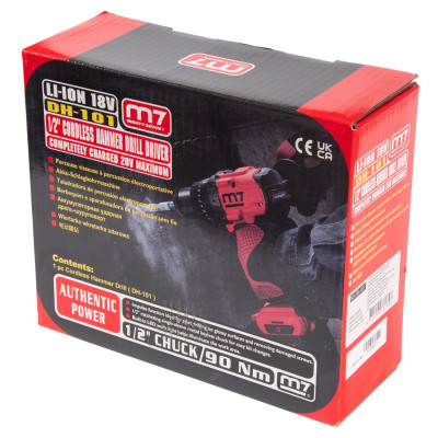 MIGHTY SEVEN Аккумуляторная дрель-шуруповерт 18 В, ударная, без аккумулятора и ЗУ MIGHTY SEVEN Аккумуляторная дрель-шуруповерт 18 В, ударная, без аккумулятора и ЗУ