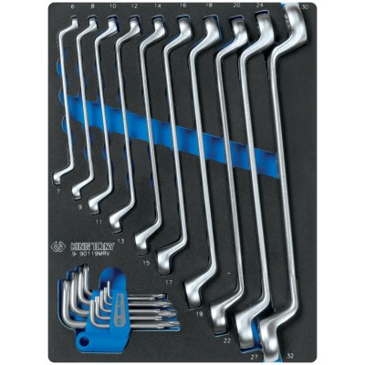Набор накидных ключей и Torx L-образных, ложемент, 19 предметов KING TONY 9-90119MRV Набор накидных ключей и Torx L-образных, ложемент, 19 предметов KING TONY 9-90119MRV