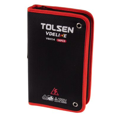 TOLSEN Набор инструментов диэлектрических, 14 предметов, в футляре на молнии TOLSEN Набор инструментов диэлектрических, 14 предметов, в футляре на молнии