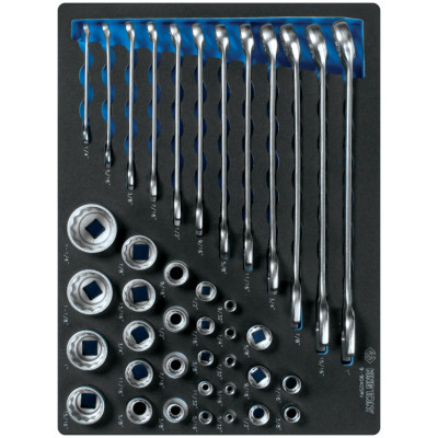 Набор комбинированных ключей, набор торцевых головок 1/4", 3/8", 1/2", ложемент, 40 предметов KING TONY 9-9040SRV Набор комбинированных ключей, набор торцевых головок 1/4", 3/8", 1/2", ложемент, 40 предметов KING TONY 9-9040SRV