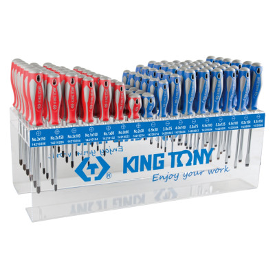 Стенд со стандартными отвертками, серии 1421, 1422, 96 предметов KING TONY 31416MR Стенд со стандартными отвертками, серии 1421, 1422, 96 предметов KING TONY 31416MR