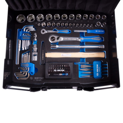 KING TONY Набор инструментов универсальный, пластиковый ящик, 112 предметов KING TONY Набор инструментов универсальный, пластиковый ящик, 112 предметов