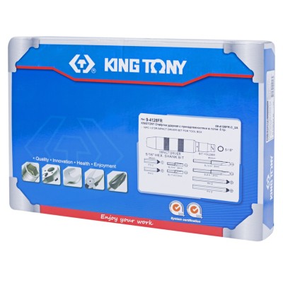 Набор отвертка ударная 5/16" с принадлежностями, ложемент, 10 предметов KING TONY 9-4128FR Набор отвертка ударная 5/16" с принадлежностями, ложемент, 10 предметов KING TONY 9-4128FR