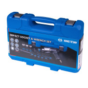 KING TONY Гайковерт пневматический ударный 1/2", 881 Нм, с комплектом головок, 17 предметов