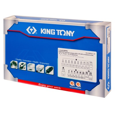 Набор торцевых насадок Hex и Spline, ложемент, 19 предметов KING TONY 9-4129PRV Набор торцевых насадок Hex и Spline, ложемент, 19 предметов KING TONY 9-4129PRV