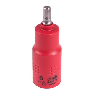 KING TONY Насадка (бита) торцевая диэлектрическая 1/2", HEX, 6 мм, L = 75 мм KING TONY Насадка (бита) торцевая диэлектрическая 1/2", HEX, 6 мм, L = 75 мм