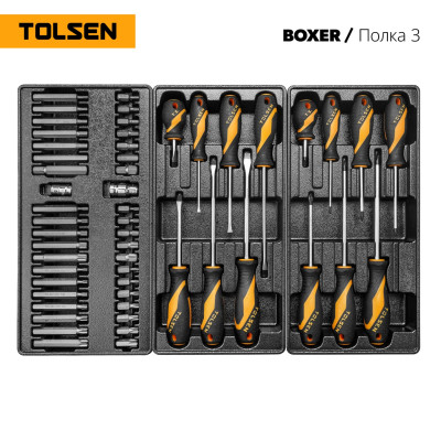 Набор инструментов "BOXER" для тележки, 12 ложементов, 157 предметов TOLSEN TT85415-157 Набор инструментов "BOXER" для тележки, 12 ложементов, 157 предметов TOLSEN TT85415-157