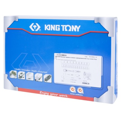 Набор торцевых головок 1/2" с принадлежностями, ложемент, 33 предмета KING TONY 9-4333MR03 Набор торцевых головок 1/2" с принадлежностями, ложемент, 33 предмета KING TONY 9-4333MR03