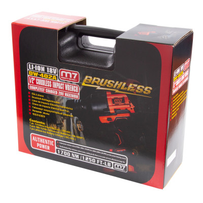 MIGHTY SEVEN Гайковерт аккумуляторный ударный 1/2", 1700 Нм, 18 В, кейс, в комплекте фонарь MIGHTY SEVEN Гайковерт аккумуляторный ударный 1/2", 1700 Нм, 18 В, кейс, в комплекте фонарь