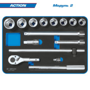 Набор инструментов "ACTION" в красной тележке, 327 предметов KING TONY 934-327MRV