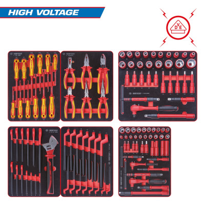 Набор инструментов "HIGH VOLTAGE" для тележки, 6 ложементов, 117 предметов KING TONY 932-117VEMRVD Набор инструментов "HIGH VOLTAGE" для тележки, 6 ложементов, 117 предметов KING TONY 932-117VEMRVD