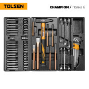 Набор инструментов "CHAMPION" для тележки, 18 ложементов, 239 предметов TOLSEN TT85416-239