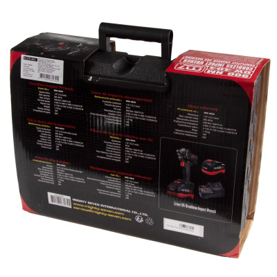 MIGHTY SEVEN Гайковерт аккумуляторный ударный 1/2", 900 Нм, 18 В, укороченный, 4 предмета, кейс MIGHTY SEVEN Гайковерт аккумуляторный ударный 1/2", 900 Нм, 18 В, укороченный, 4 предмета, кейс