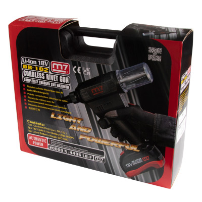 MIGHTY SEVEN Заклепочник аккумуляторный 2,4-6,4 мм, 18 В, 3 предмета, кейс MIGHTY SEVEN Заклепочник аккумуляторный 2,4-6,4 мм, 18 В, 3 предмета, кейс