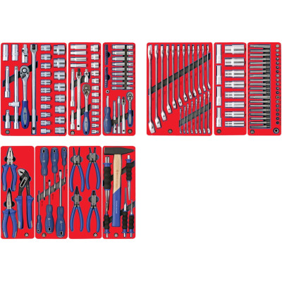 Набор инструментов "СТАНДАРТ" для тележки, 10 ложементов, 186 предметов МАСТАК 5-00186 Набор инструментов "СТАНДАРТ" для тележки, 10 ложементов, 186 предметов МАСТАК 5-00186