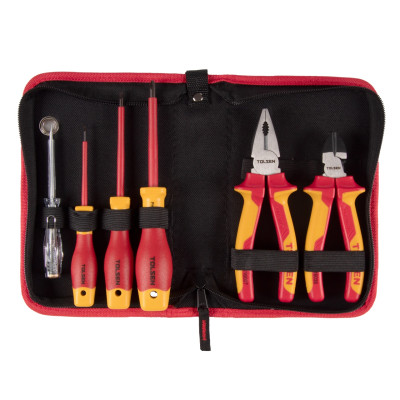 TOLSEN Набор инструментов диэлектрических, 6 предметов, в футляре на молнии TOLSEN Набор инструментов диэлектрических, 6 предметов, в футляре на молнии