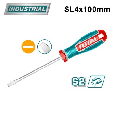 Отвертка шлицевая SL4 100 мм TOTAL TSDSL4100 Отвертка шлицевая SL4 100 мм TOTAL TSDSL4100