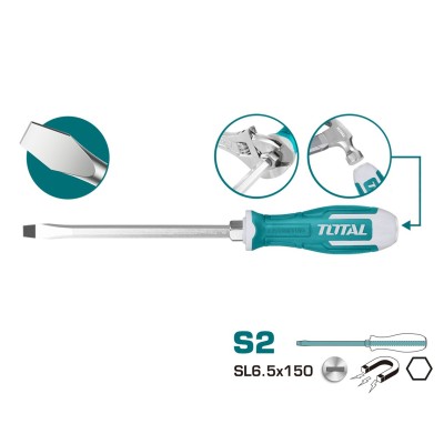 Отвертка шлицевая SL6,5 150 мм ударная TOTAL THGS61506 Отвертка шлицевая SL6,5 150 мм ударная TOTAL THGS61506