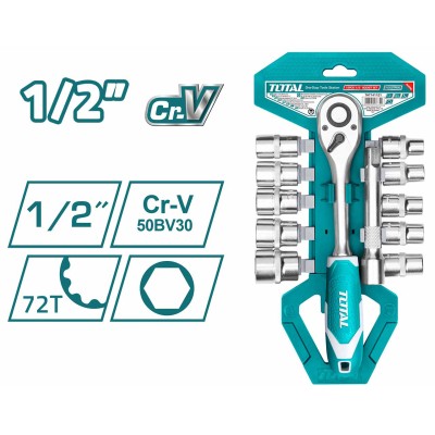 Вороток 1/2 " с набором головок TOTAL THT141121 (12 предметов) Вороток 1/2 " с набором головок TOTAL THT141121 (12 предметов)