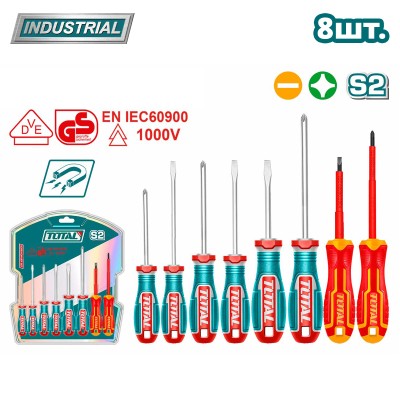 Набор отверток TOTAL TKSDS0836 (8 шт) Набор отверток TOTAL TKSDS0836 (8 шт)