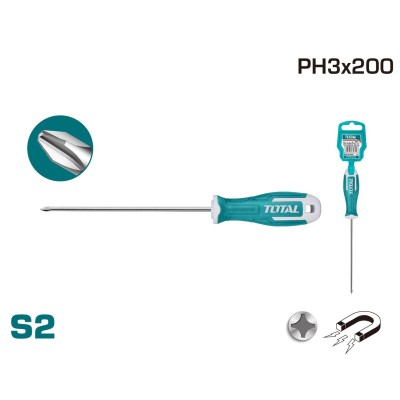 Отвертка крестовая PH3 200 мм TOTAL THT26PH3200 Отвертка крестовая PH3 200 мм TOTAL THT26PH3200