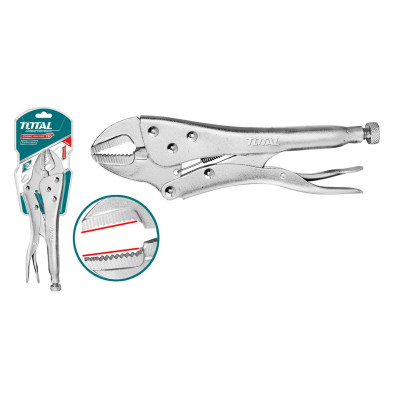 Зажим с фиксатором 250 мм TOTAL прямые губки THT191002 Зажим с фиксатором 250 мм TOTAL прямые губки THT191002