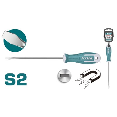 Отвертка шлицевая SL8 150 мм TOTAL THT268150 Отвертка шлицевая SL8 150 мм TOTAL THT268150