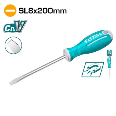 Отвертка шлицевая SL8 200мм TOTAL TSDRSSL8200 Отвертка шлицевая SL8 200мм TOTAL TSDRSSL8200