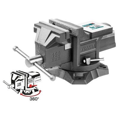 Тиски слесарные поворотные 5 " 150 мм, с наковальней TOTAL THT6166 Тиски слесарные поворотные 5 " 150 мм, с наковальней TOTAL THT6166