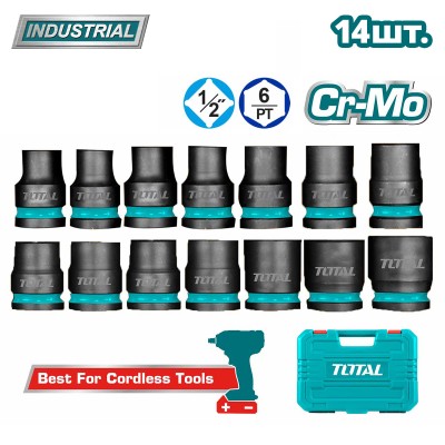 Набор ударных головок 1/2 " TOTAL THISTD12141 (14 предметов) Набор ударных головок 1/2 " TOTAL THISTD12141 (14 предметов)