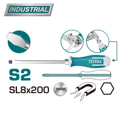 Отвертка шлицевая SL8 200 мм ударная TOTAL THGS82006 Отвертка шлицевая SL8 200 мм ударная TOTAL THGS82006