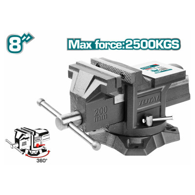 Тиски слесарные поворотные 8 " 200 мм, с наковальней TOTAL THT6186 Тиски слесарные поворотные 8 " 200 мм, с наковальней TOTAL THT6186