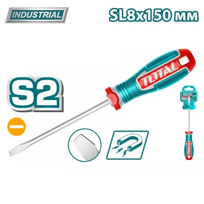 Отвертка шлицевая SL8x150мм TOTAL TSDSL8150 Отвертка шлицевая SL8x150мм TOTAL TSDSL8150