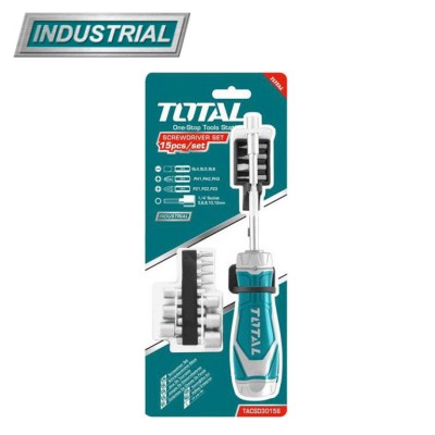 Отвертка реверсивная с набором TOTAL TACSD30156 (15 предметов) Отвертка реверсивная с набором TOTAL TACSD30156 (15 предметов)