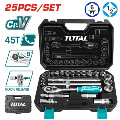 Набор инструментов 1/2 " TOTAL THT121251 (25 предметов) Набор инструментов 1/2 " TOTAL THT121251 (25 предметов)