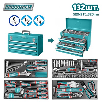 Набор инструментов TOTAL THPTCS71321 (132 предмета) Набор инструментов TOTAL THPTCS71321 (132 предмета)