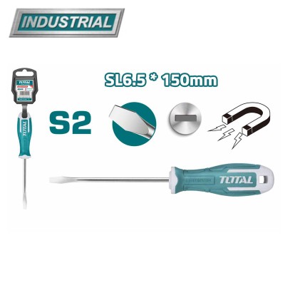 Отвертка шлицевая SL6,5 150 мм TOTAL THT266150 Отвертка шлицевая SL6,5 150 мм TOTAL THT266150