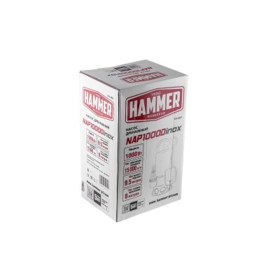 Насос дренажный Hammer NAP1000DInox 1000Вт 15000л/ч высота 9,5м, глубина 8м LM Насос дренажный Hammer NAP1000DInox 1000Вт 15000л/ч высота 9,5м, глубина 8м LM
