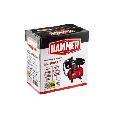 Насосная станция Hammer NST900JET 900Вт 4000л/ч высота 50м глубина 9м Насосная станция Hammer NST900JET 900Вт 4000л/ч высота 50м глубина 9м