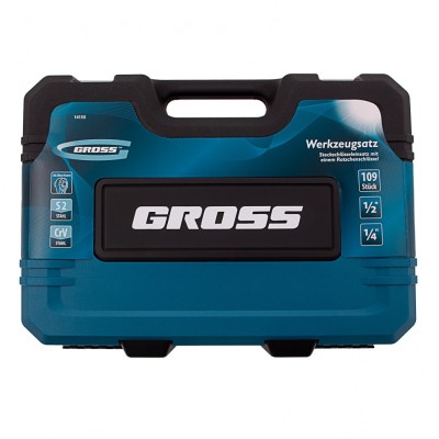 Набор инструментов 109 предметов, 120 зубьев, CrV 1/4, 1/2" Gross Набор инструментов 109 предметов, 120 зубьев, CrV 1/4, 1/2" Gross