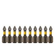 Бита IMPACT, PH1x25 мм, лазерная обработка шлица, сталь S2, 10 шт., Е 6,3 Denzel