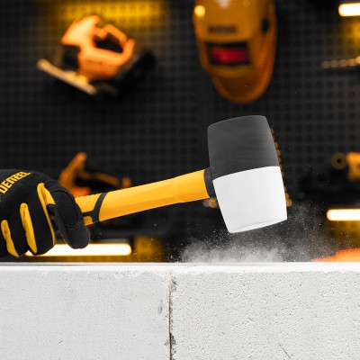 Киянка резиновая, 680 г, черно-белая, фибергласовая рукоятка c TPR покрытием Denzel Киянка резиновая, 680 г, черно-белая, фибергласовая рукоятка c TPR покрытием Denzel